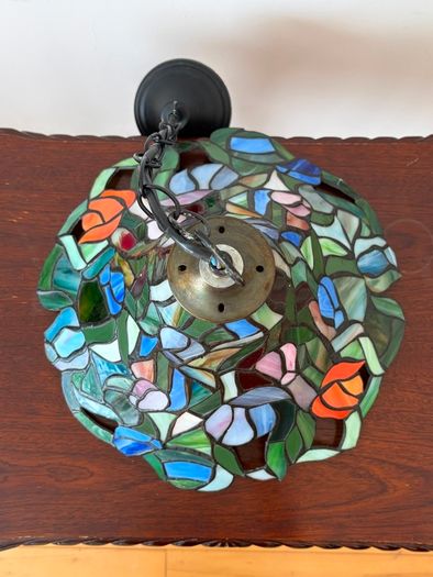 Vintage tiffany style stained glass ceiling pendant light ready to hang
