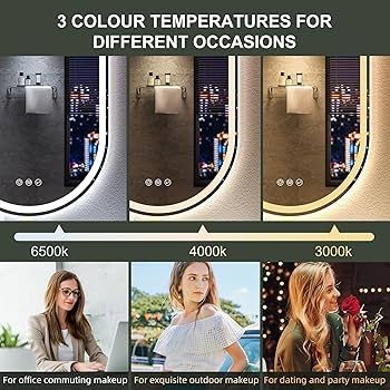 Oval Bathroom Mirror with LED Lights 600x1000mm, Bluetooth Led Mirror Bathroom with Memory, Anti-Fog, 3000K-6500K, Dimmable, HD Tempered Glass, IP44 Waterproof,