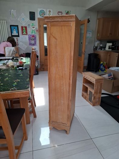 limed oak shelves and wall unit
