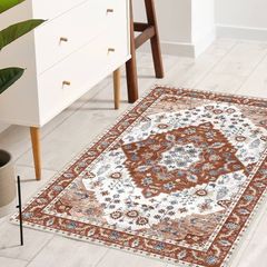 FREE P&P Vintage Washable Rugs for Living Room - Small Door Mat 60x90CM Soft Faux Short Pile Area Rugs for Doorway Entryway Non Slip Non Shedding Traditional