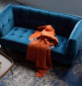 Soft Navy Velvet 2 Seater Sofa Perfect for small spaces Harvey Norman' MISHA'135cm length 75 depth 80height in Cm