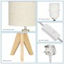 36cm Wood Bedside Table Lamp, Tripod Desk Lamp with Beige Linen Lampshade, On-Off Switch, Desk Lamps for Reading, Bedroom, Living Room, Study, Office, E27 Base Image 2