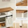 Sideboard, Kitchen Cabinet, Storage Cabinet with 2 Sliding Doors, 33 x 100 x 80 cm, Adjustable Shelves, for Living Room, Cloud White/Honey Brown Image 5