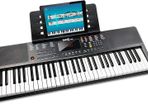 61 Key Keyboard with Sheet Music Stand, Power Supply, Piano Note Stickers & Simply Piano Lessons, Black