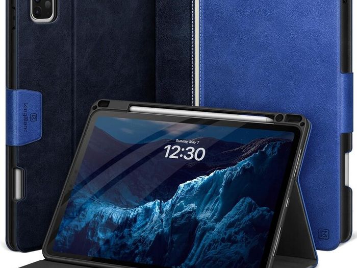 KingBlanc for iPad Pro 13 inch Case (2024, M4) with Pencil Holder, Vegan Leather Smart Stand Protective Cover [Auto Sleep/Wake + Support Pencil...