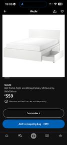 IKEA malm w 4 drawers 180x200 superking