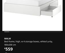 IKEA malm w 4 drawers 180x200 superking