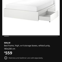 IKEA malm w 4 drawers 180x200 superking