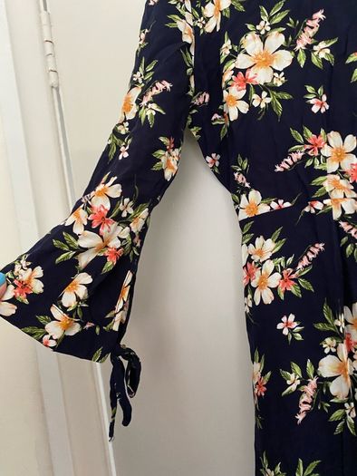 Navy Floral Shirt Dress UK 12