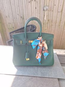 Moss Green genuine leather handbag ( Not a Birkin)