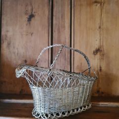 vintage wine basket silver plate