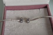 Pandora spacers charms cz sparkly clear set of two perfect condition fully hallmarked