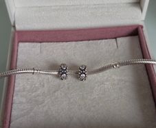 Pandora spacers charms cz sparkly clear set of two perfect condition fully hallmarked