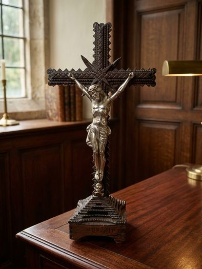 Art Nouveau Tramp Art Crucifix(Possibly WW1)