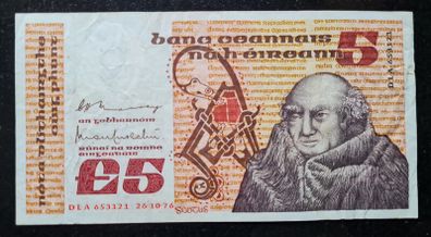 Ireland 1976 Scotus 5 Pound (DLA) Banknote