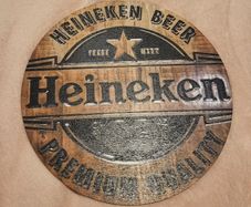 wooden Heineken sign