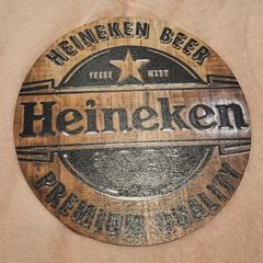 wooden Heineken sign