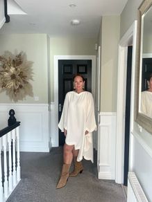 Cream cape mini dress