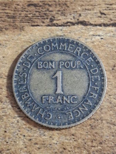 France 1922, 1 Franc Coin, Chamber of Commerce - free standard postage