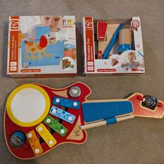 Toddler Wooden Toys - Hape Brand (Puzzle blocks,  percussion music set, guitar)