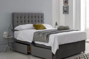 New Double Divan  beds. 4FT, 4FT6 beds. tufted memory foam mattress. multiple Headboard designs and colours available