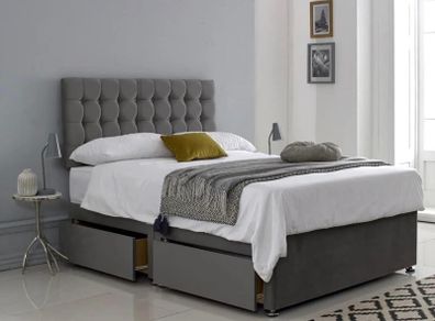 New Double Divan  beds. 4FT, 4FT6 beds. tufted memory foam mattress. multiple Headboard designs and colours available