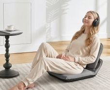 Floor Chair, 5 Adjustable Positions Folding Floor Gaming Chair with Ergonomic Back Support, Sturdy Metal Frame with Recycled Foam and Linen Fabric, Multifunctional for Reading, Relaxing, Gray