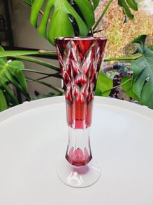 Val Saint Lambert Signed Crystal Vase - Mid-Century Organic Art Glass