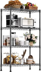 1000 lbs Storage Shelving Steel Heavy Duty 4-Tier Utility Shelving Unit Steel Organizer Wire Rack for Home,Kitchen,Office,Black 35 x 60 x 135.8 cm