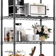 1000 lbs Storage Shelving Steel Heavy Duty 4-Tier Utility Shelving Unit Steel Organizer Wire Rack for Home,Kitchen,Office,Black 35 x 60 x 135.8 cm