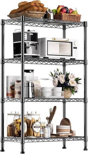 1000 lbs Storage Shelving Steel Heavy Duty 4-Tier Utility Shelving Unit Steel Organizer Wire Rack for Home,Kitchen,Office,Black 35 x 60 x 135.8 cm