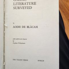 Gaelic Literature Surveyed. By Aodh De Blacam. With Additional Chapter By Eoghan O Hanluain. Hardback In Good Condition.