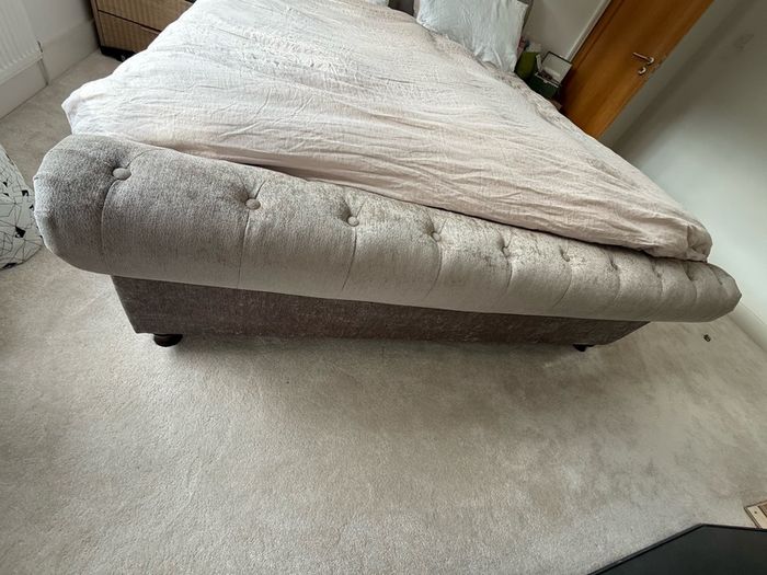 Super King Upholstered Button Tufted Bed Frame Harvey Norman
