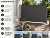 Side Awning 160 x 400 cm  Privacy Screen UV Protection Wind & Sun
