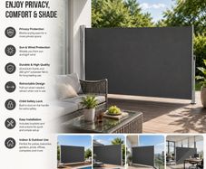 Side Awning 160 x 400 cm  Privacy Screen UV Protection Wind & Sun