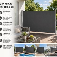 Side Awning 160 x 400 cm  Privacy Screen UV Protection Wind & Sun