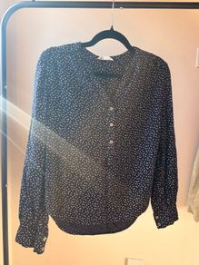 M&S Navy White Dot Blouse Size 38 or 10 UK