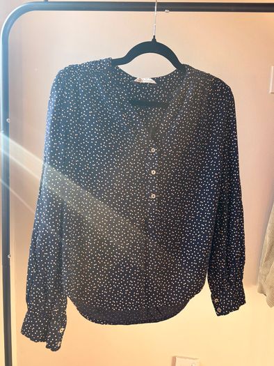 M&S Navy White Dot Blouse Size 38 or 10 UK