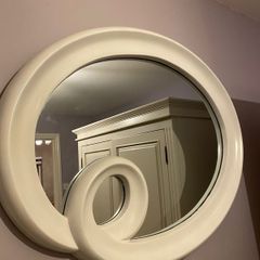 White framed mirror. W94cm H 74cm.