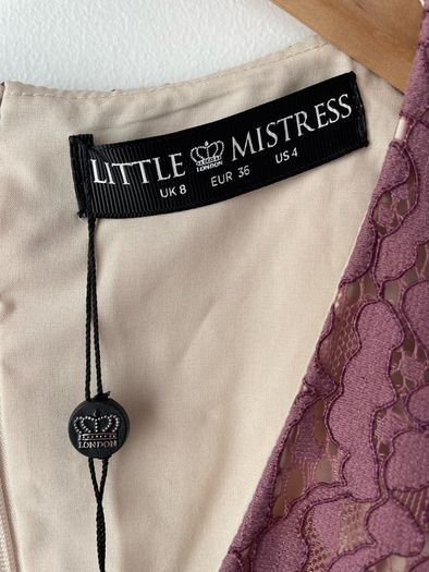 Little Mistress mauve lace dress size 8