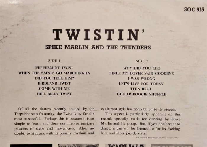 Twisting'with Spike Marlin and The Thunders.Original First press.Lp.UK.Society.Excellent cond.