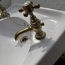 Vintage White Ceramic Sink with Antique Brass Waterford Ireland Taps Image 5