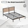 Double Bed Frame, Vintage Wooden Headboard, Metal Platform Base, Steel Slatted Support, No Spring Mattress Required Image 3