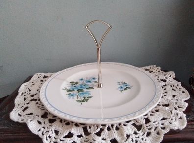 Pretty Floral Cake Plate With Handle