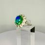 Peacock Triplet Quartz & White Zircon Ring Image 5