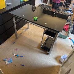 FREE Black glass and aluminium desk