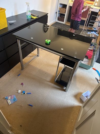 FREE Black glass and aluminium desk