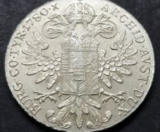 1780 Maria Theresa Thaler coin .833 Silver coin (28 grams)