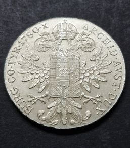 1780 Maria Theresa Thaler coin .833 Silver coin (28 grams)