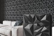 3D Wall Panels for Interior Decor, Modern Diamond Textured Accent Paneling for Gaming Living Room TV Background, 12 x 12 Inch Black 33 pack